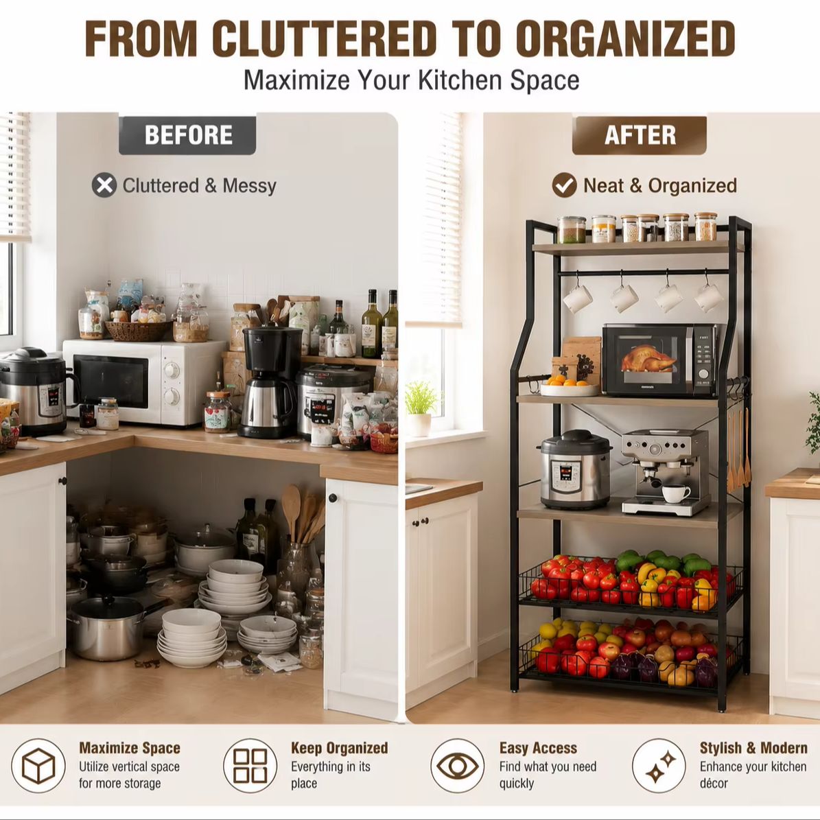 5 Tier Kitchen Bakers Rack wit - Kitchen Baking Rack 评论和价格