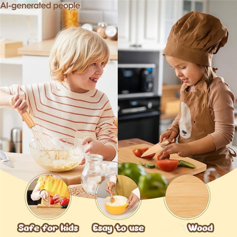 SHGO-Wooden Kids Knife And Tod - Kitchen Kids Baking Set 评论和价格