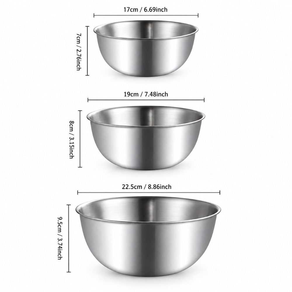Stainless Steel Mixing Bowls 3 - Baking Kitchen Set 评论和价格