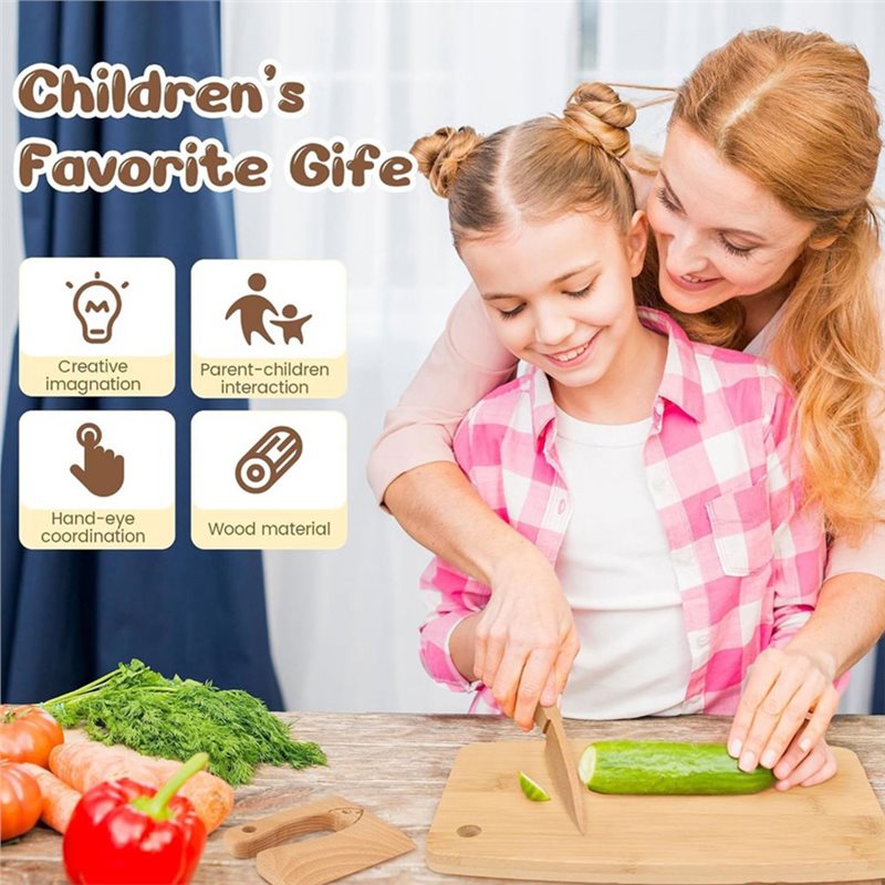 ABUG-Wooden Kids Knife And Tod - Kitchen Kids Baking Set 评论和价格