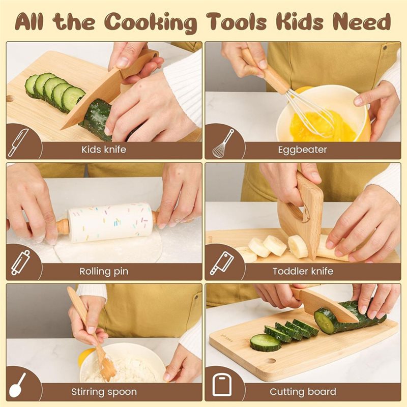 Wooden Kids Knife And Toddler  - Kitchen Kids Baking Set 评论和价格